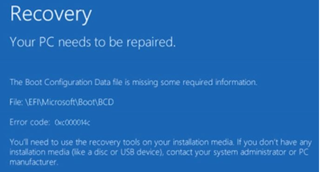 Win10電腦藍屏重啟也無法進入系統提示0xc000014c錯誤代碼怎么解決？