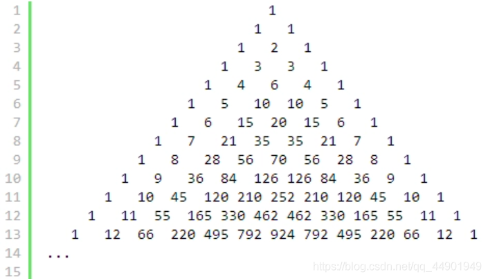 用Python生成N層的楊輝三角的實(shí)現(xiàn)方法