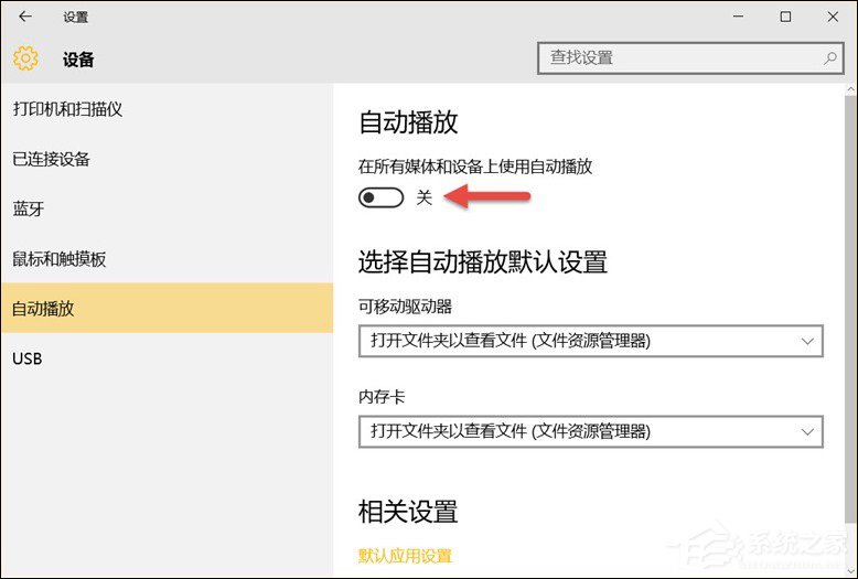 Win10系統(tǒng)中除了關(guān)閉自動(dòng)播放以外還能設(shè)置哪些默認(rèn)行為？