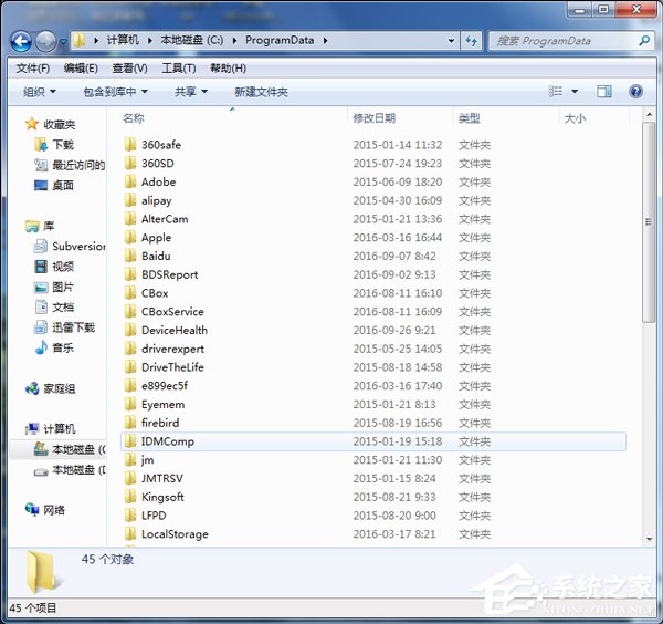 Win7系統(tǒng)如何查找C盤中的ProgramData文件夾?
