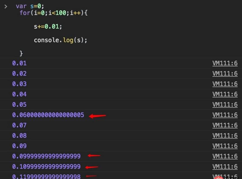 javascript - 在  for 循環中，表達式s+=0.01輸出的s為什么不是等差數列？
