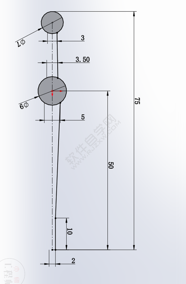 用SolidWorks畫一個夾子，用曲面的方法。