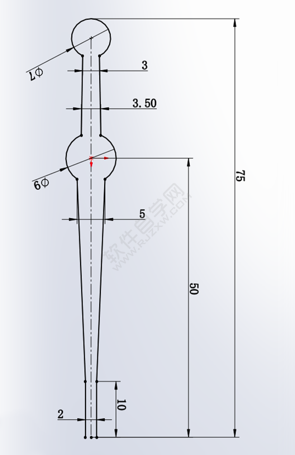 用SolidWorks畫一個夾子，用曲面的方法。