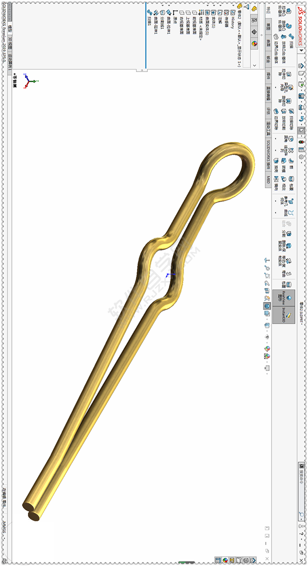 用SolidWorks畫一個夾子，用曲面的方法。