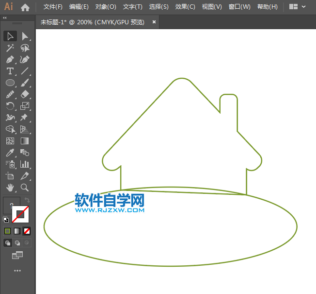 ai怎么畫綠色小屋圖標(biāo)