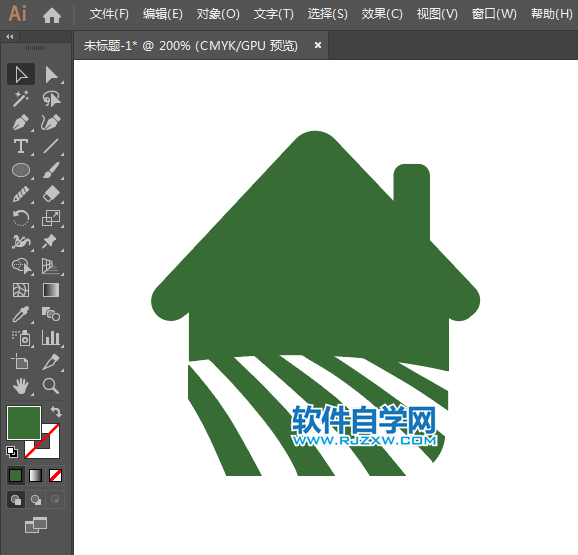 ai怎么畫綠色小屋圖標(biāo)
