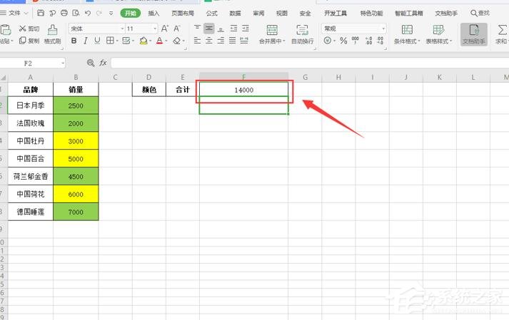 wps怎么對(duì)不同顏色的表格內(nèi)容求和?wps表格按顏色求和的方法