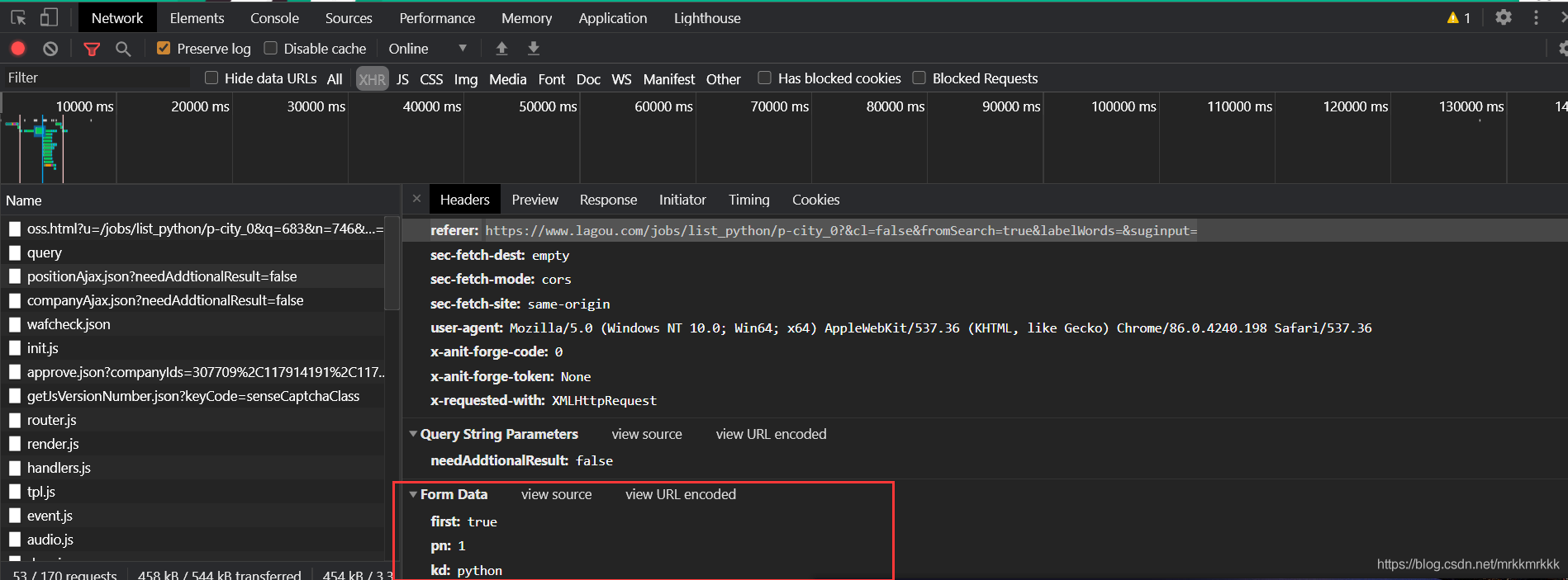 python使用requests庫爬取拉勾網(wǎng)招聘信息的實現(xiàn)