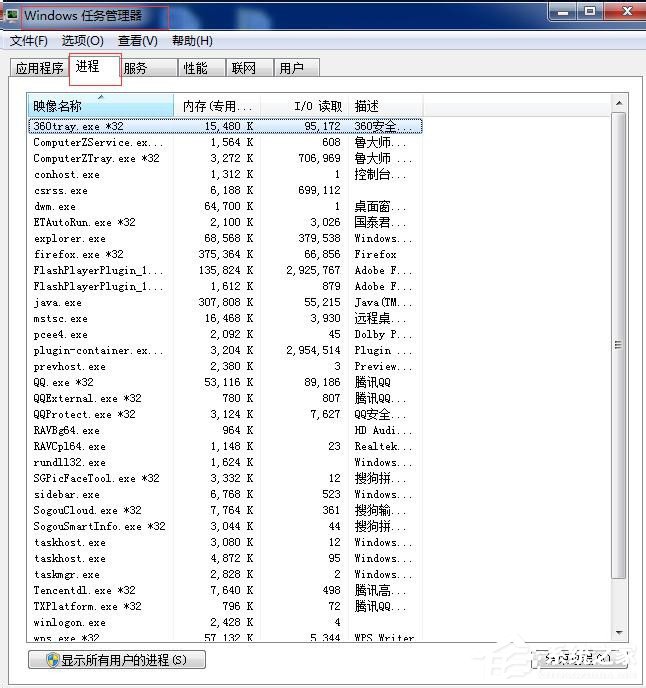Win7任務(wù)管理器進(jìn)程頁列找不到相關(guān)進(jìn)程PID號怎么辦