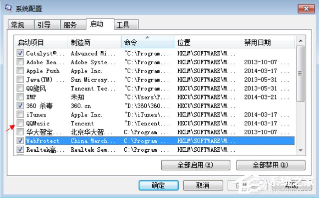 Win7怎么取消開機自動運行程序？