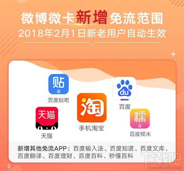 微博微卡新增免流應用有哪些？